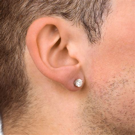Men Stud Diamond Earrings mens Earrings silver Moissanite Earrings VVS1 ...