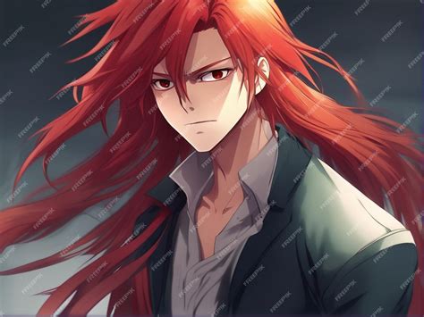 Premium AI Image | A red hair angry anime character