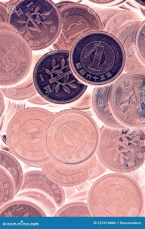 Surface of Many Japanese 1 One Yen Coins. a Vivid Catchy Illustration ...