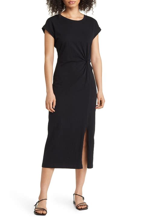 Caslon® Twist Waist Organic Cotton Midi T-Shirt Dress | Nordstrom