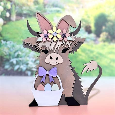 Easter Bunny Highland Cow Shelf Leaner – Glowforge Shop