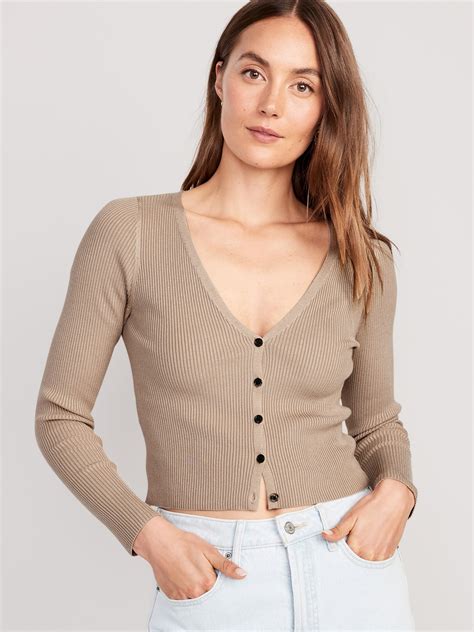 V-Neck Rib-Knit Cropped Cardigan Sweater | Old Navy