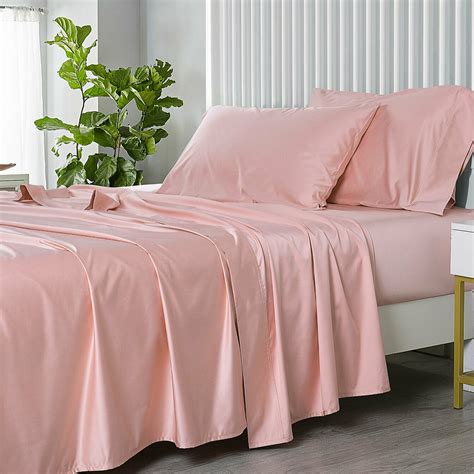 Bamboo Sheets CoolPlus 450 TC Soft Bamboo Bed Sheet Sets - King - Blush ...