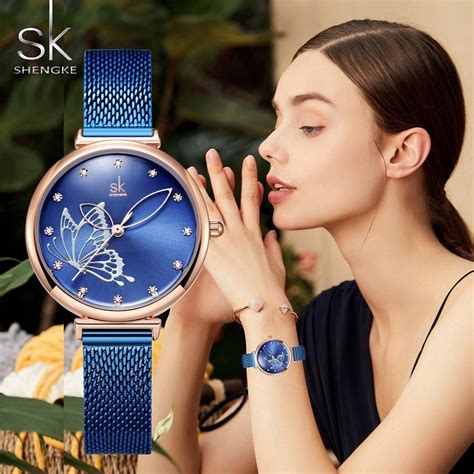 Cheap Shengke Original Design Women Fashion Watches Blue Stainless ...