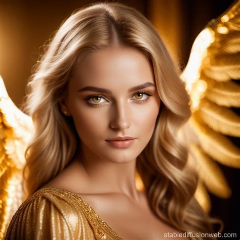 Golden-Haired Angel with Golden Eyes | Stable Diffusion Online