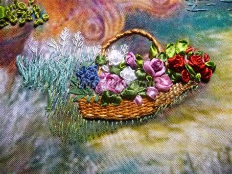 Вышивка лентами картины. Розовый рай. Часть 6. Мастер-класс с ...
