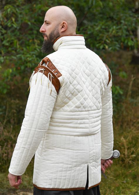 Long Gambeson with Detachable Sleeves and Leather, natural-brown ...