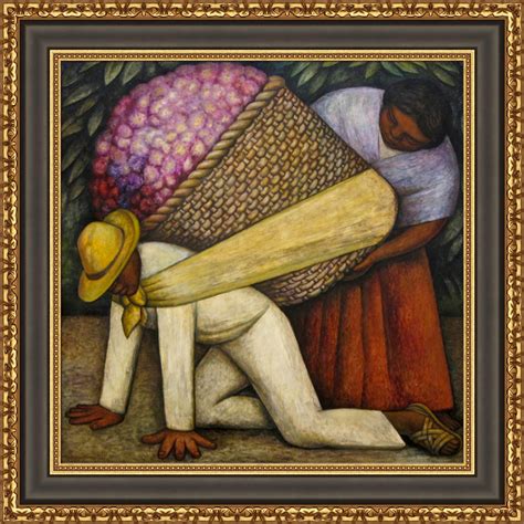 Diego Rivera The Flower Carrier Framed Canvas Giclee Print 27"x27" (V07 ...