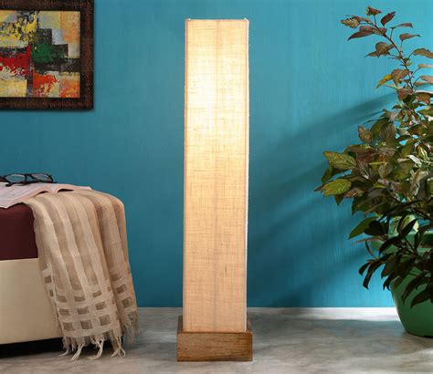 Buy Brown Square Natural Wood Floor Lamps (White) at 37% OFF Online ...