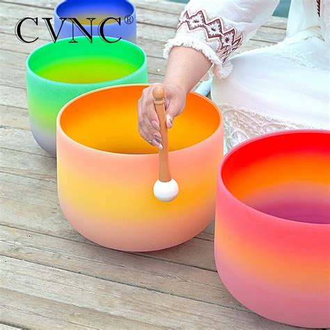 CVNC 432Hz 6"-12" 7Pcs Rainbow Quartz Crystal Singing Bowls Set Chakra ...