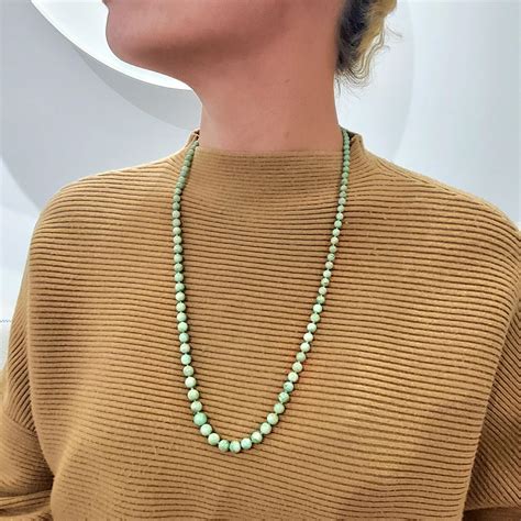 Art Deco 1930 Graduated Beads Necklace with Nephrite Jadeite Jade and ...