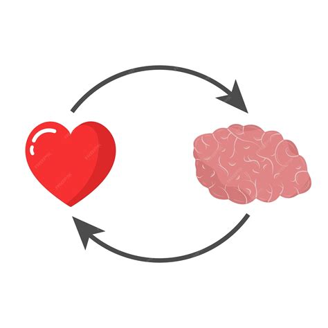 Heart and brain concept emotional quotient and intelligence icon and ...