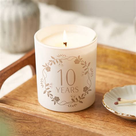 10th Tin Wedding Anniversary Gift Glow Through Candle By Kindred Fires