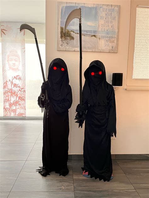 Glowing Red Eyes Grim Reaper Halloween Costume For Kids With Sickle ...