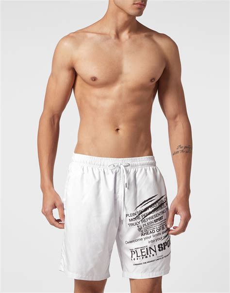Long Swim-Trunks Lettering Philipp Plein Sport