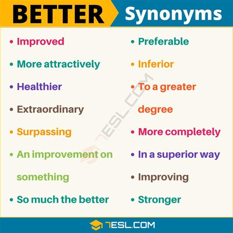 110+ Synonyms for "Better" with Examples | Another Word for “Better” • 7ESL