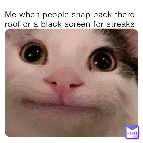 Me when people snap back there roof or a black screen for streaks ...