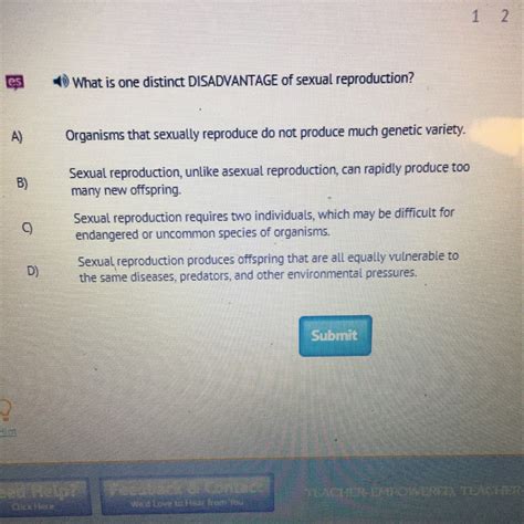 What is one distinct DISADVANTAGE of sexual reproduction? - brainly.com