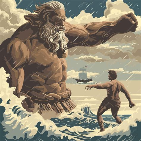 Premium Vector | Odyssey_Polyphemus_titan_attacked_by_Odysseus