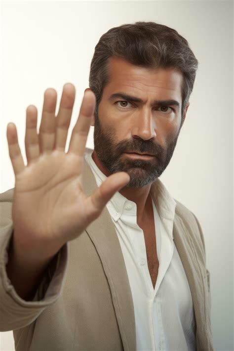 Studio shot of 40 year old man dynamic emotional gestures AI Generative ...