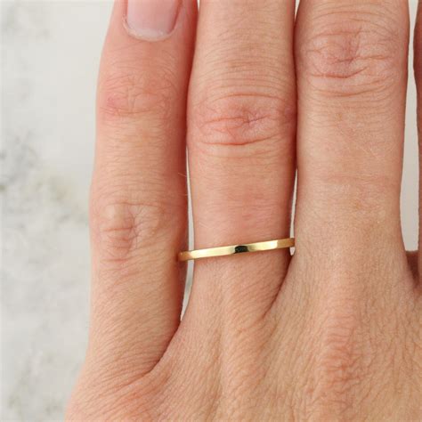 Thin Gold Band Flat Band Ring Thin Gold Ring Solid Gold - Etsy UK