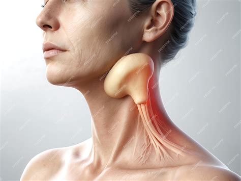 Swollen Thyroid Gland in Neck Medical Illustration | Premium AI-generated image