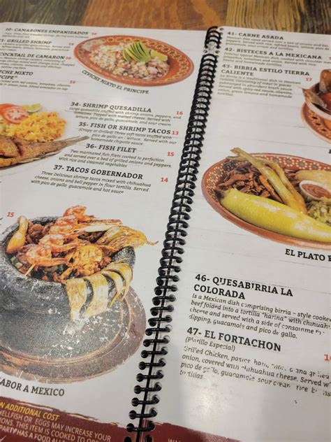 Menu at Sabor a Mexico restaurant, Fairburn