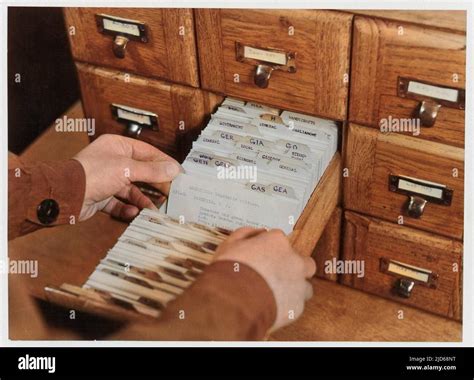 Card index showing use of the Dewey Decimal Classification system, the ...