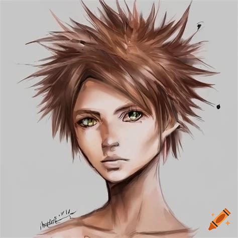 Spiky brown anime hair on Craiyon