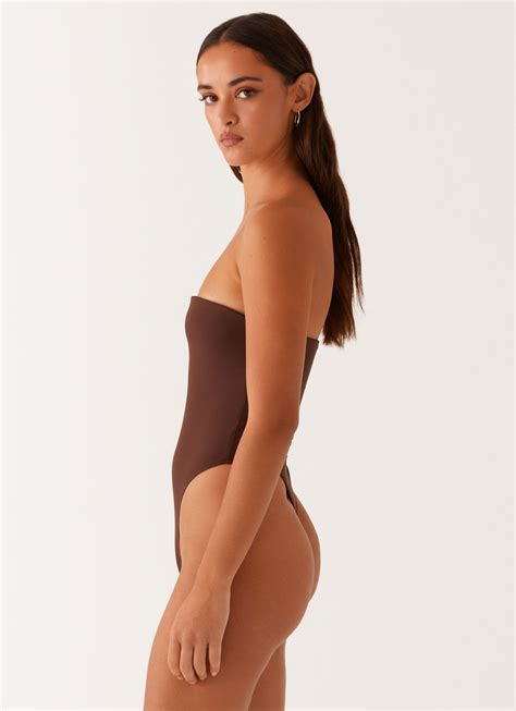 Maxine Strapless One Piece Swimsuit - Brown - Peppermayo