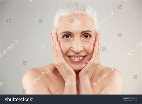Picture Cheerful Cute Naked Elderly Woman Stock Photo 732763816 ...