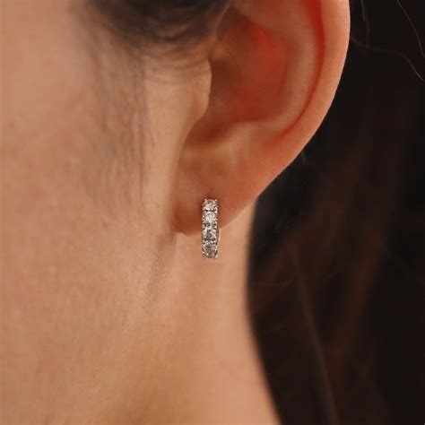 Lab Grown Chunky Diamond Huggie Earring, Wide Diamond Huggie Hoop ...