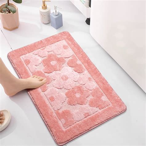 Amazon.com: Pink Flower Bath Mat Cute Bathroom Rugs Lovely Shower ...