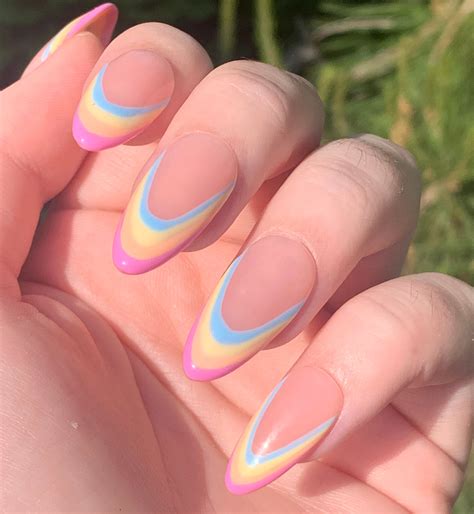 Pastel Rainbow Pride French Tips Nails Summer Nails - Etsy