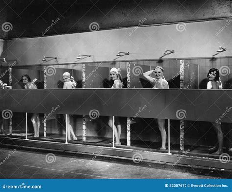 Row of Women in Public Showers Stock Photo - Image of cleanliness, black: 52007670