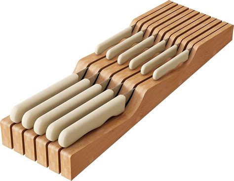 Amazon.com: In-Drawer Knife Block Organizer - Bamboo Wood Drawer Knife Organizer-Protecting ...