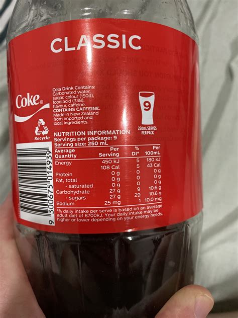 45 coke 2 liter nutrition label