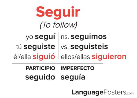 Seguir Preterite Tense Conjugation - Spanish Preterite Tense Verb Conj ...
