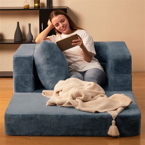 Amazon.com: Cansunna Folding Bean Bag Chair,3-in-1 Bean Bag Couch Faux ...