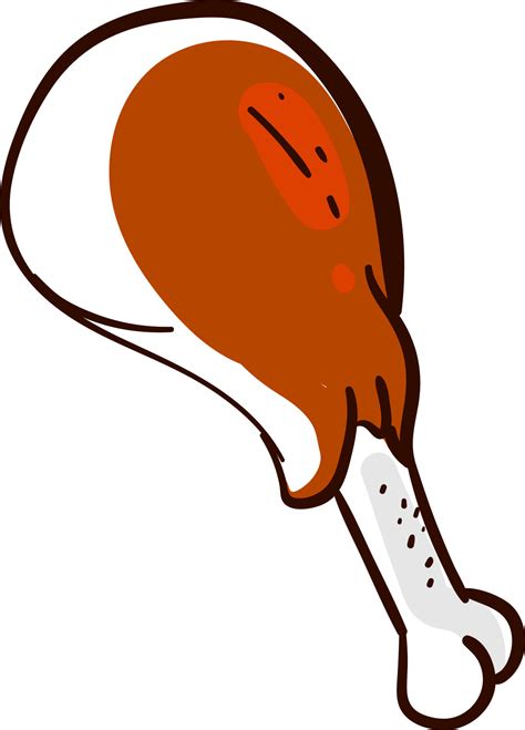 Chicken leg drawing, illustration, vector on white background. 13760296 ...