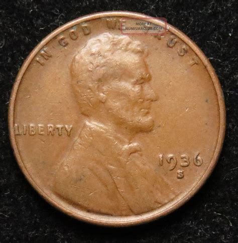 1936 S Lincoln Wheat Cent Penny Very Fine (b01)