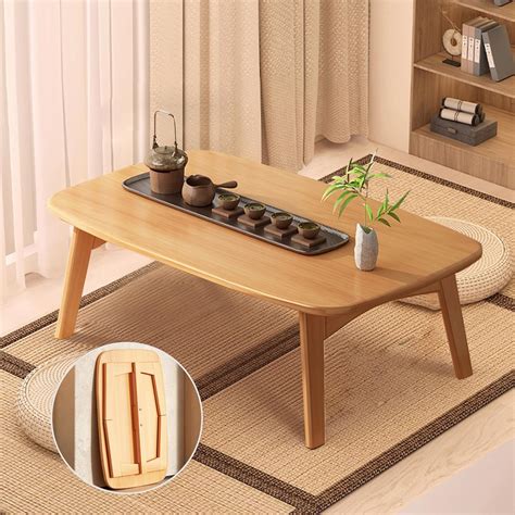 Amazon.com: rzoizwko Japanese Floor Table Folding Bamboo Wood Coffee ...