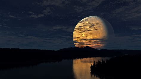 Night Sky Moon River Reflection Wallpaper,HD Nature Wallpapers,4k ...