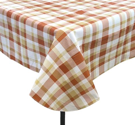 Thanksgiving Fall Flannel Back Vinyl Tablecloth: Burnt Orange Tan Beige ...