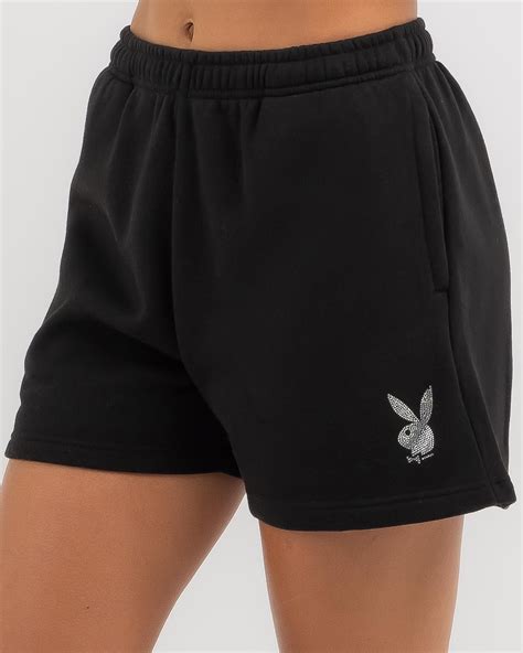Shop Playboy Bunny Diamante Track Shorts In Black - Fast Shipping & Easy Returns - City Beach ...