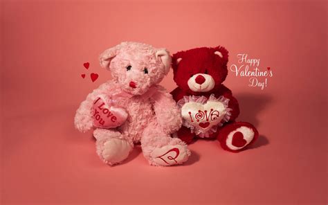 HD Wallpaper: Adorable Teddy Bears for a Happy Valentine's Day