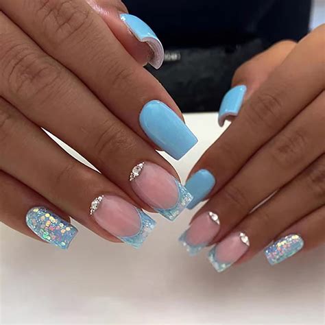 Acrylic Nails With Blue Glitter Tips at Beau Eardley-wilmot blog