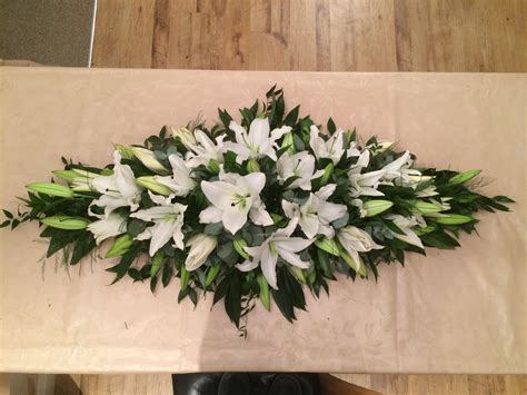 White Lily 4' Funeral Coffin Spray by Willow House Flowers Aylesbury ...
