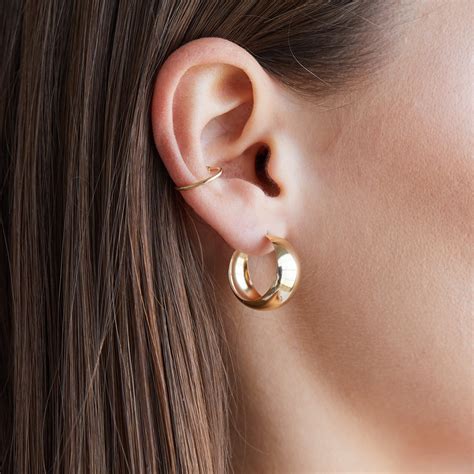 14K Gold Thick Dome Hoop Earrings – Baby Gold