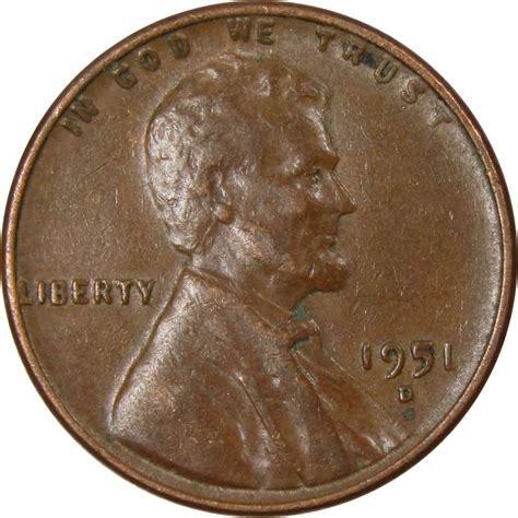 1951 D Lincoln Wheat Cent Circulated Penny 1c Coin Collectible